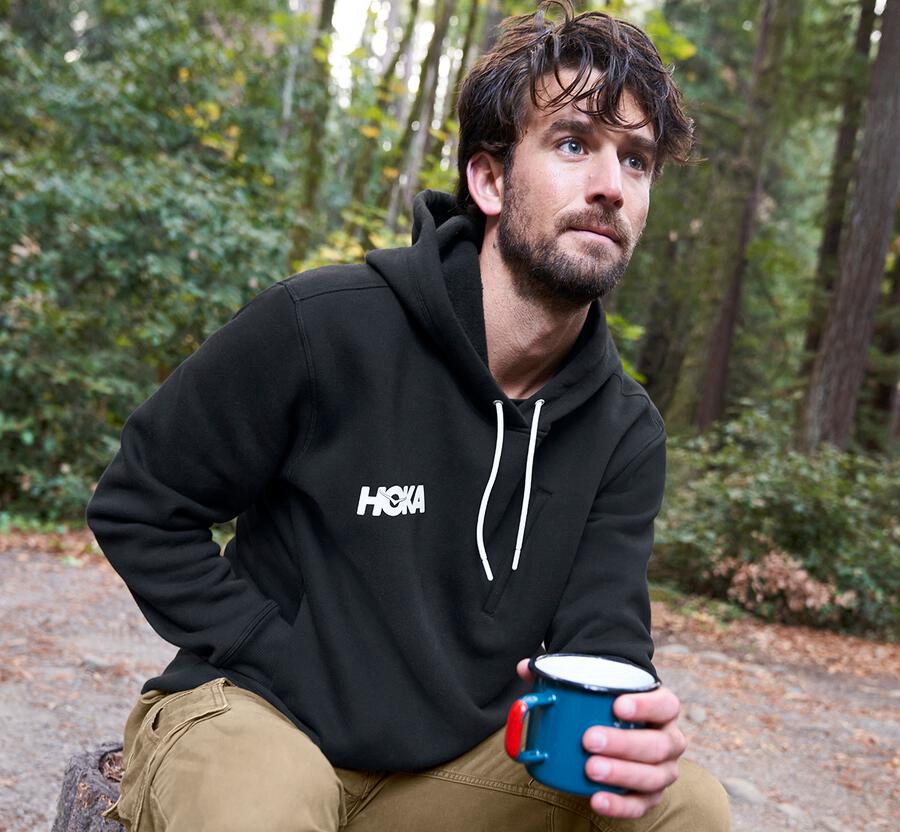 Hoka One One Mens Hoodie - Performance - Black - FEWS57284